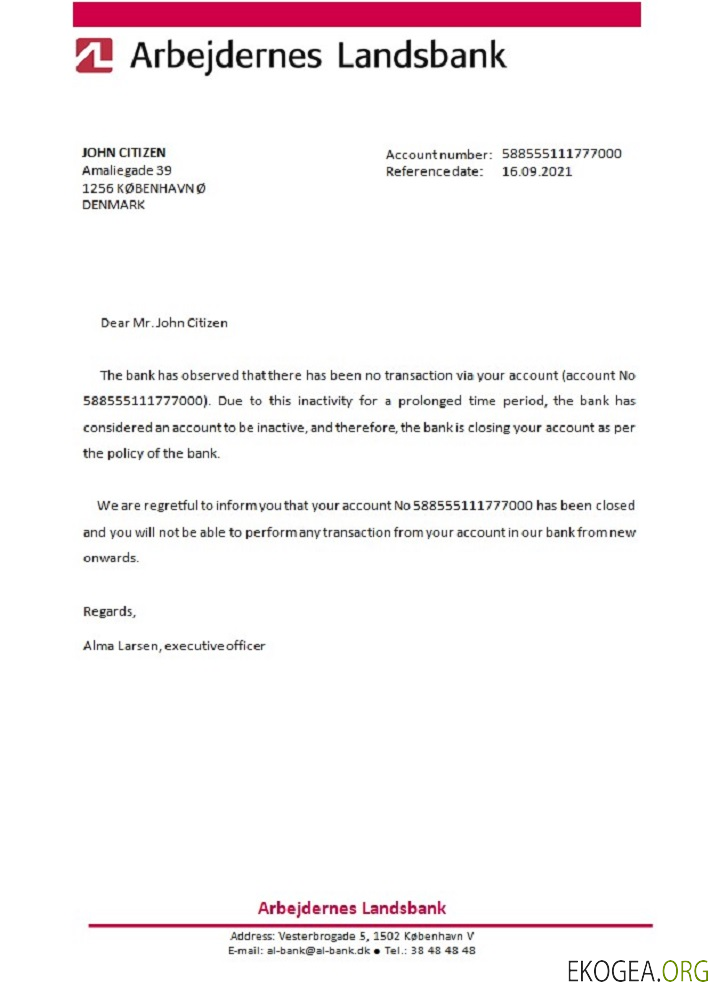 Référence Denmark , Arbejdernes Landsbank , closure